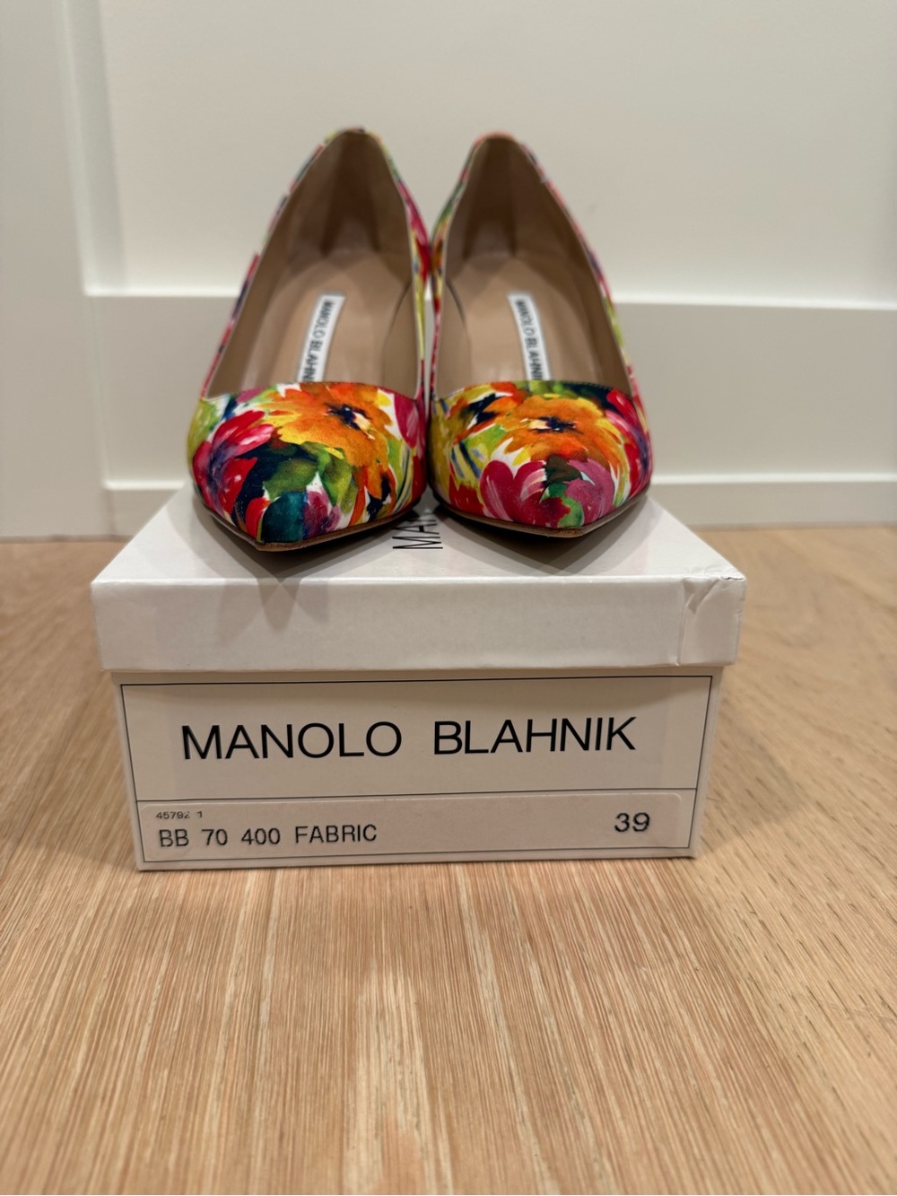 Custom Manolo Blahnik Floral Multicolor Fabric Pumps